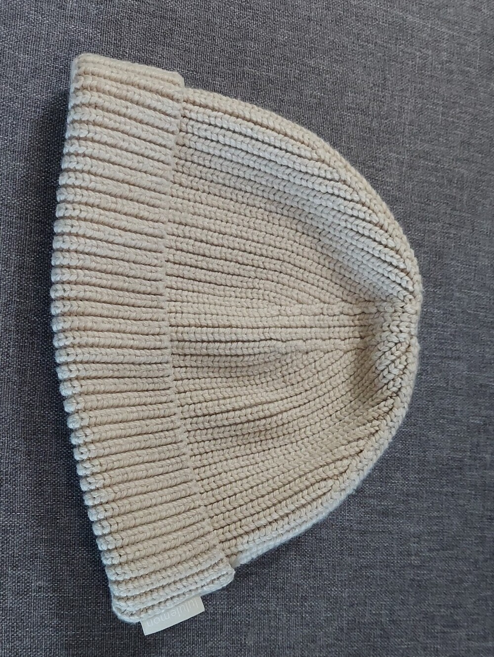 lululemon athletica Cream Ribbed Knit Wool Blend Close Fit Beanie